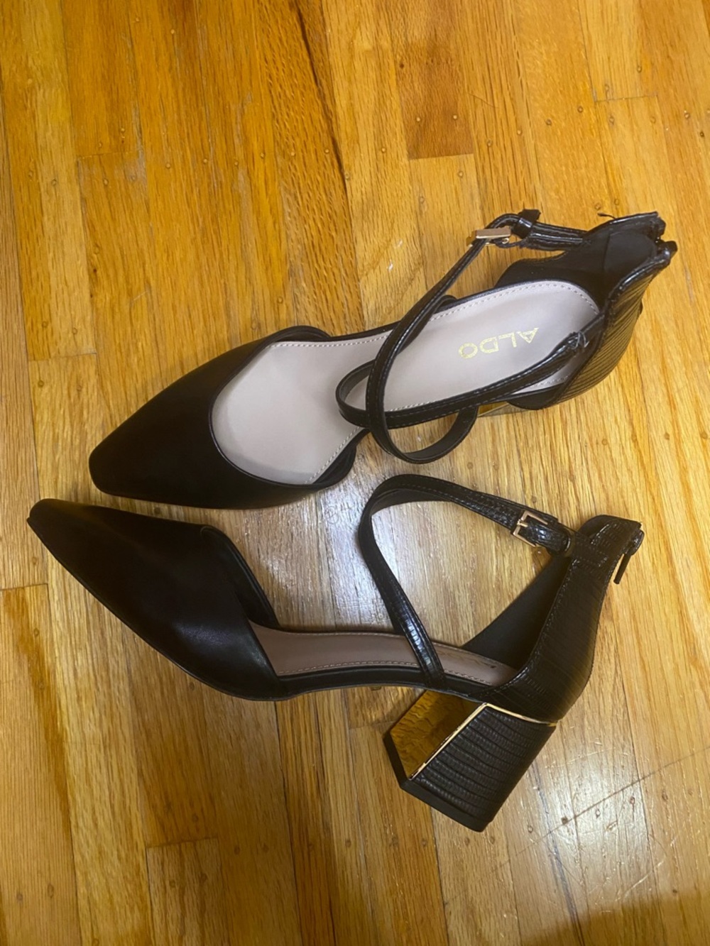 ALDO Black Strappy Block Heel Pumps
